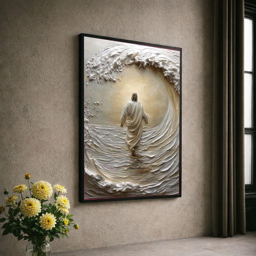 Image 6 of Jesus Walking On Water Canvas | 3d Textured Art