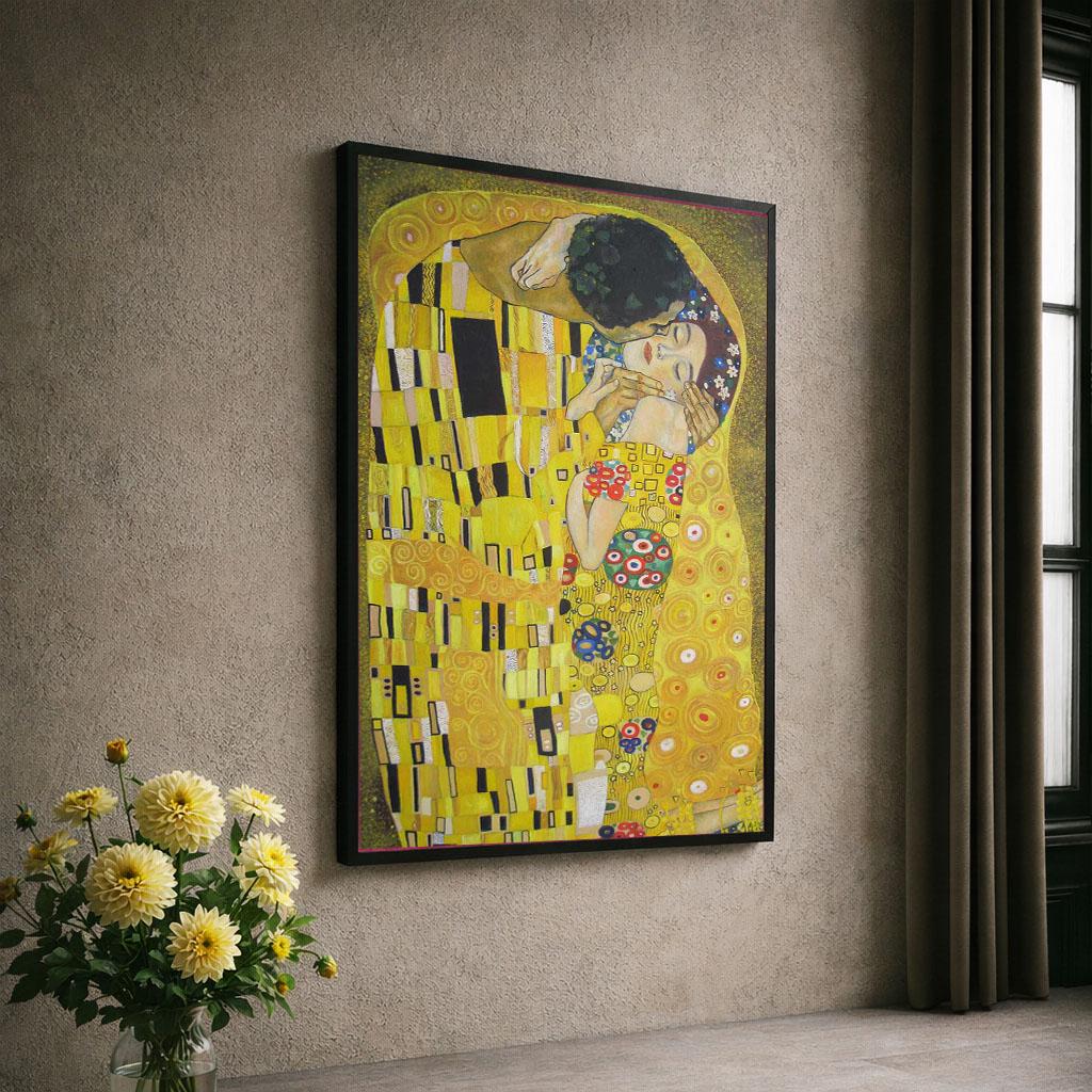 Image 6 of Klimt Inspired The Kiss Canvas | Golden Mosaic Couple Art