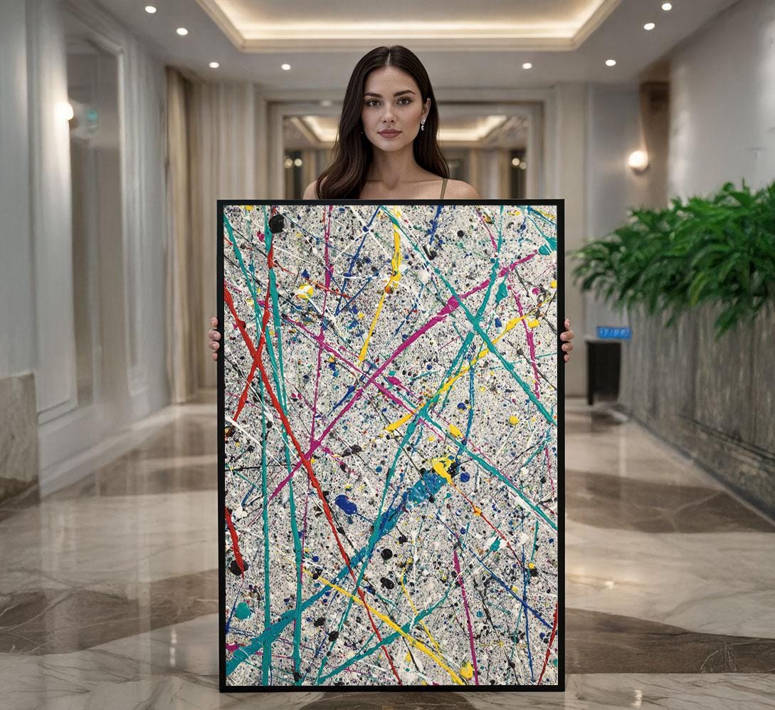 Image 1 of Colorful Abstract Lines Canvas | Modern Art Print