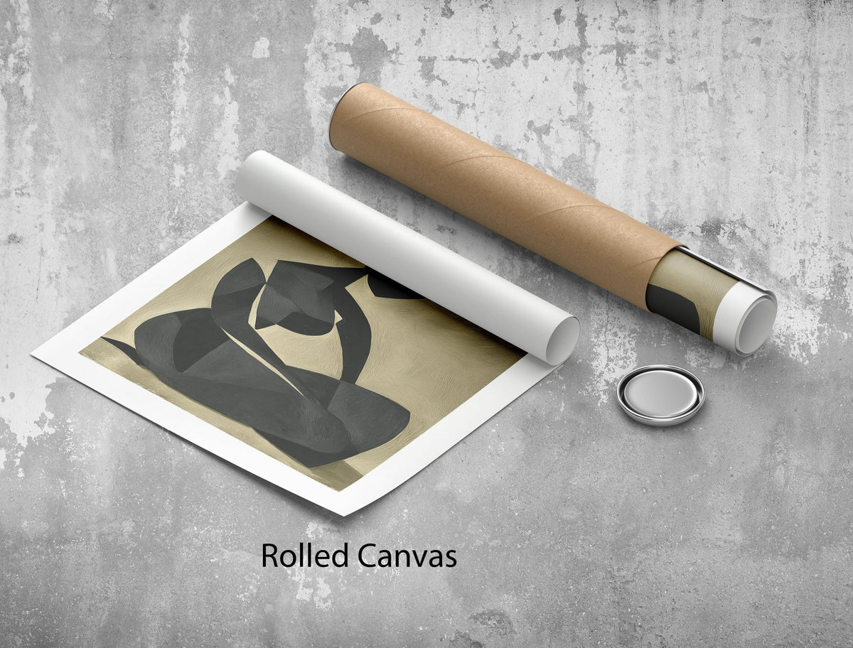 Image 5 of Black Gold Abstract Figure Canvas | Modern Art Print