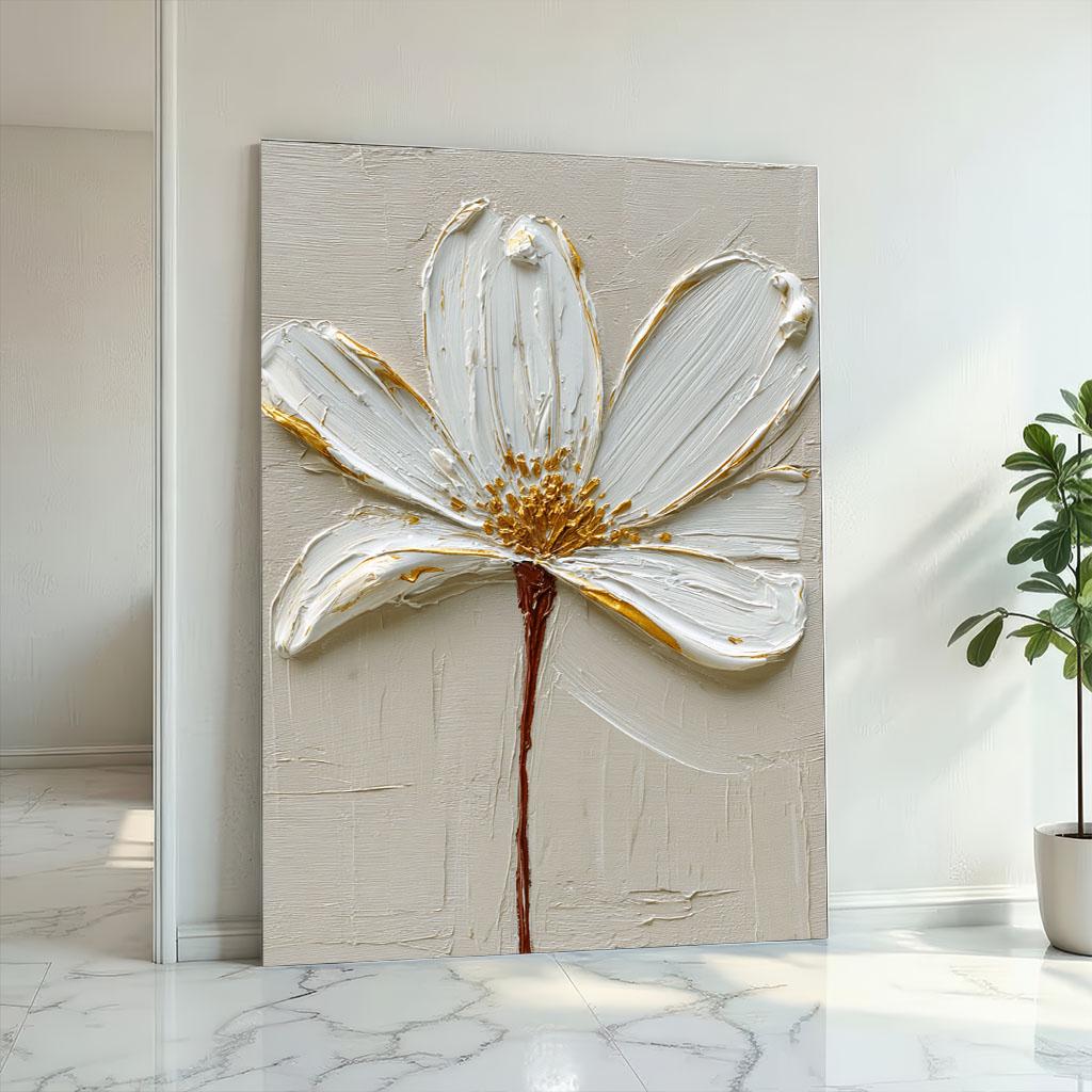 Image 2 of Textured Floral Canvas | Modern Minimalist Art In Neutral Tones