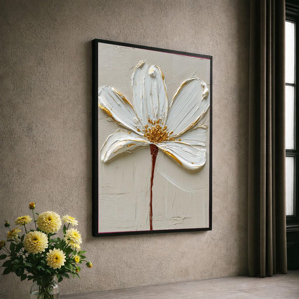 Image 6 of Textured Floral Canvas | Modern Minimalist Art In Neutral Tones