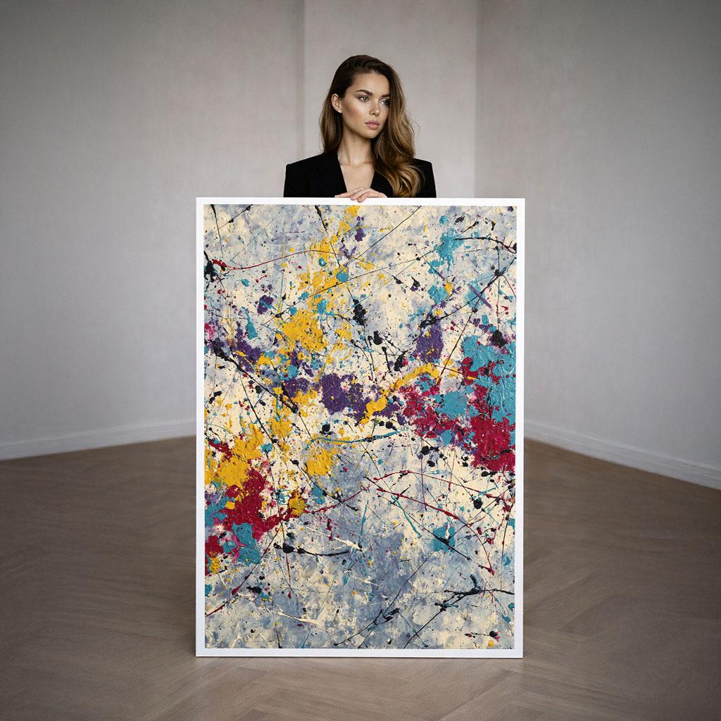 Image 3 of Colorful Abstract Splatter Canvas | Modern Art Print