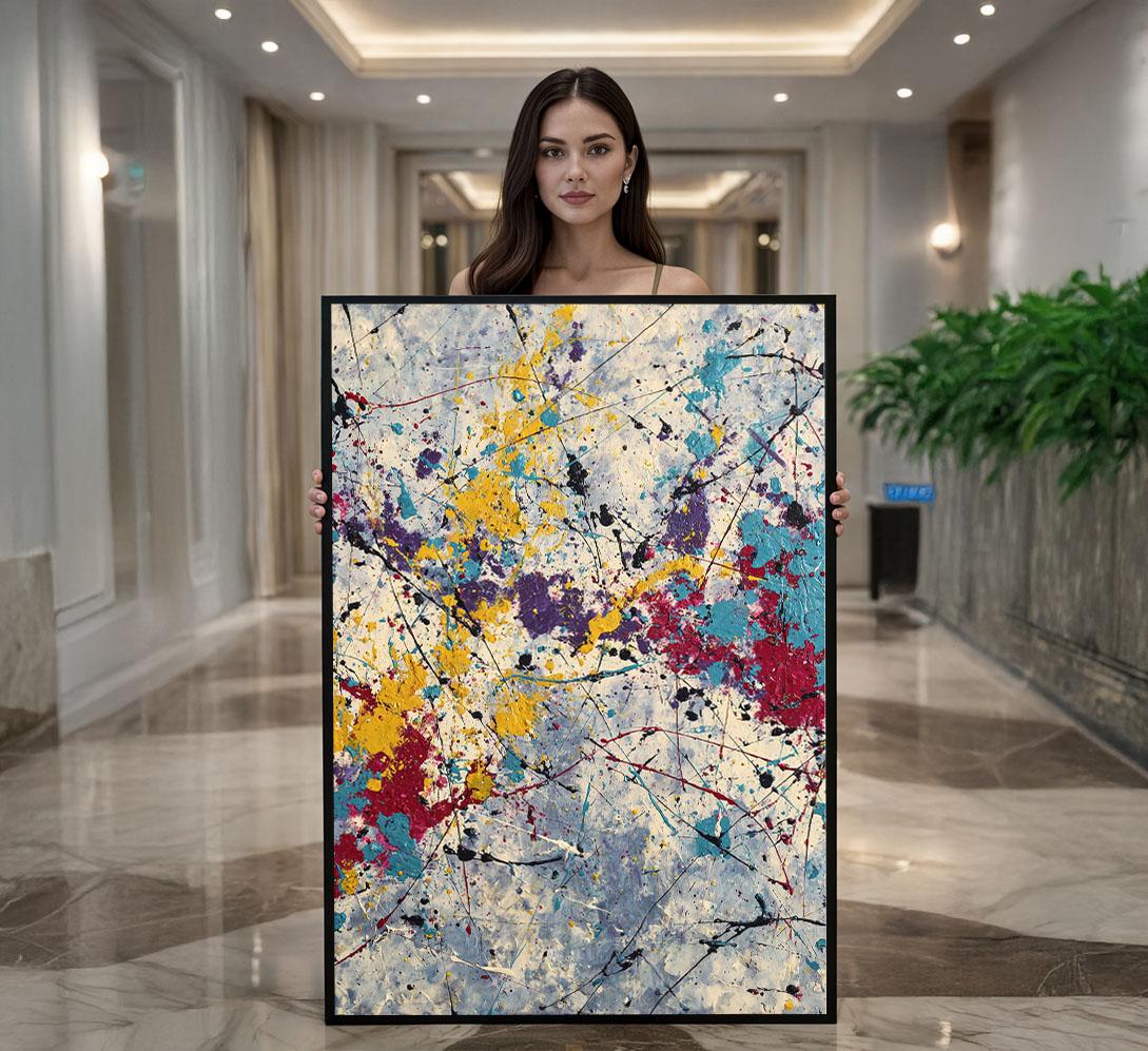 Image 1 of Colorful Abstract Splatter Canvas | Modern Art Print