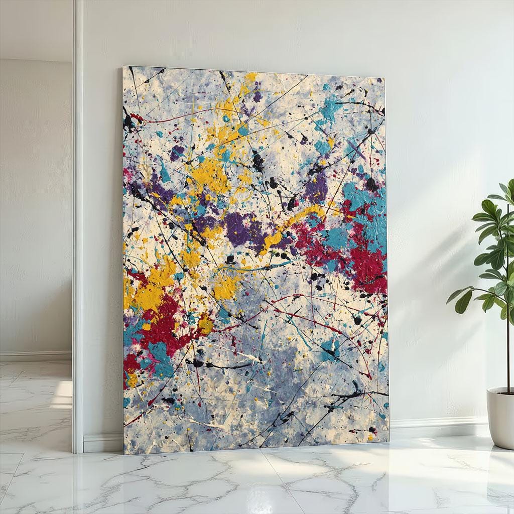 Image 2 of Colorful Abstract Splatter Canvas | Modern Art Print