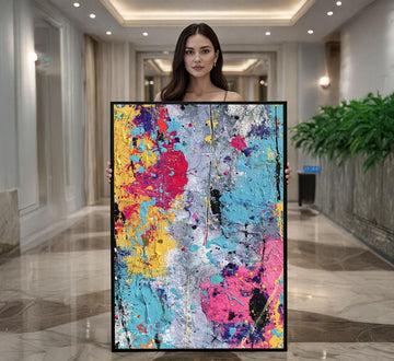 Image 1 of Colorful Abstract Canvas | Modern Brushstroke Art