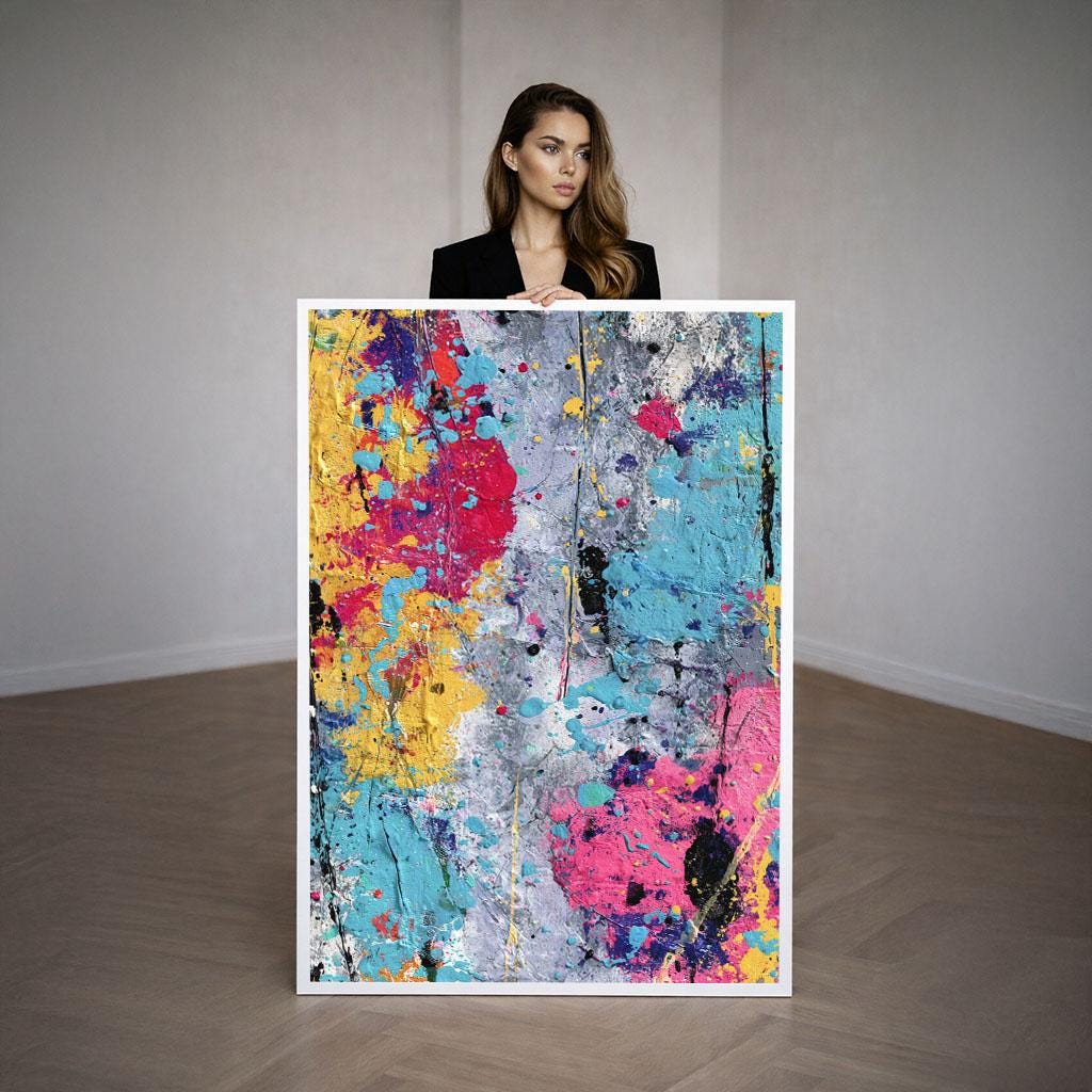 Image 3 of Colorful Abstract Canvas | Modern Brushstroke Art