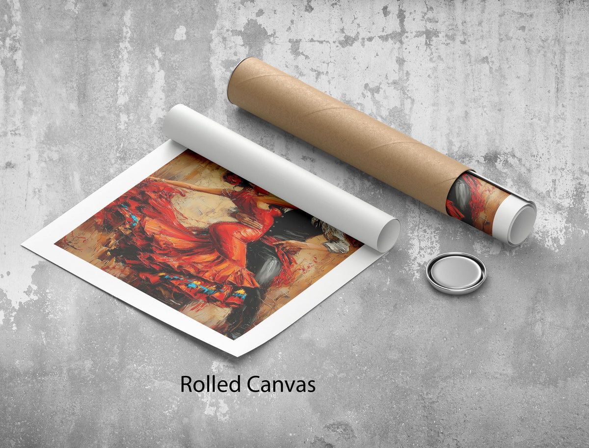 Image 5 of Dancing Couple Canvas | Red Flamenco Passion Art