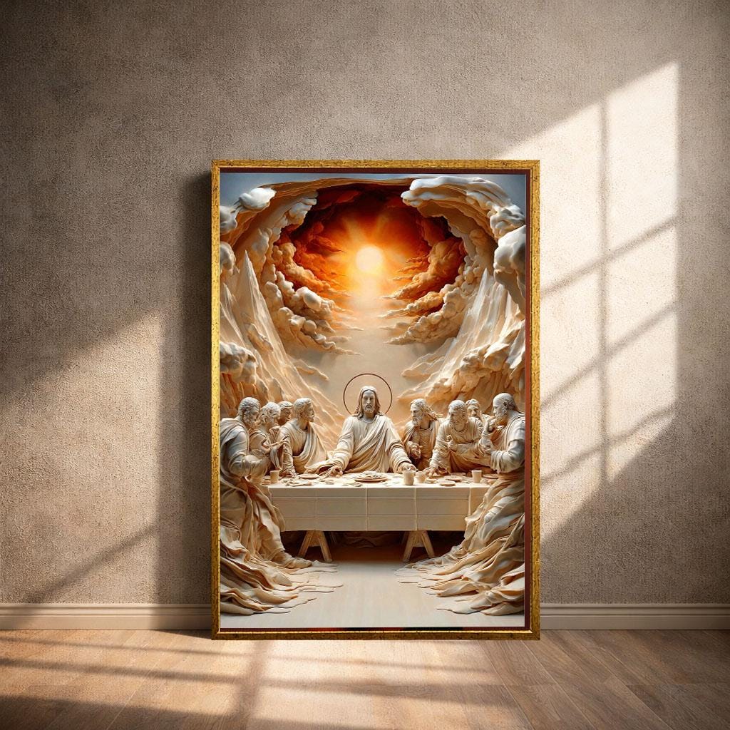 Image 4 of Last Supper Inspired Canvas | Classic Religious Art Print