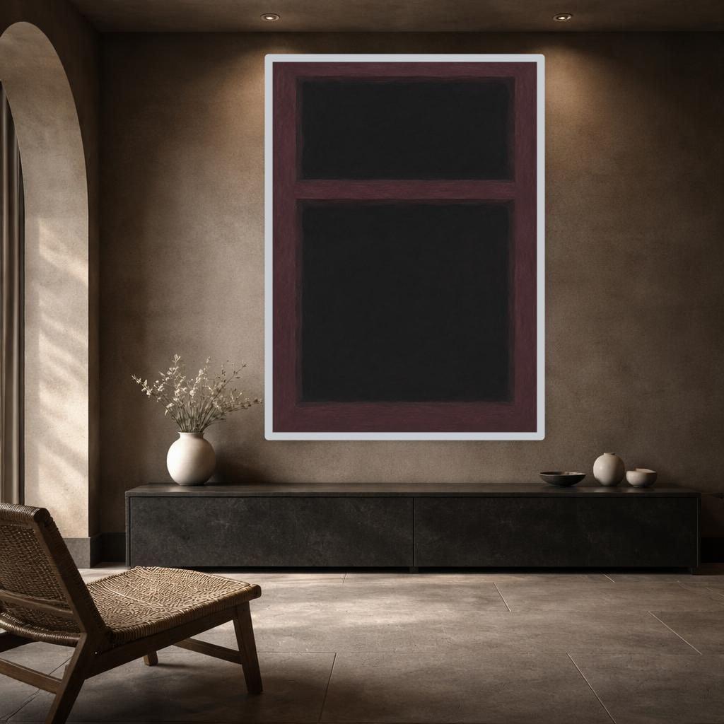 Mark Rothko Black Abstract Wall Art, Minimalist Color Block Print, Living Room Decor, Framed Canvas