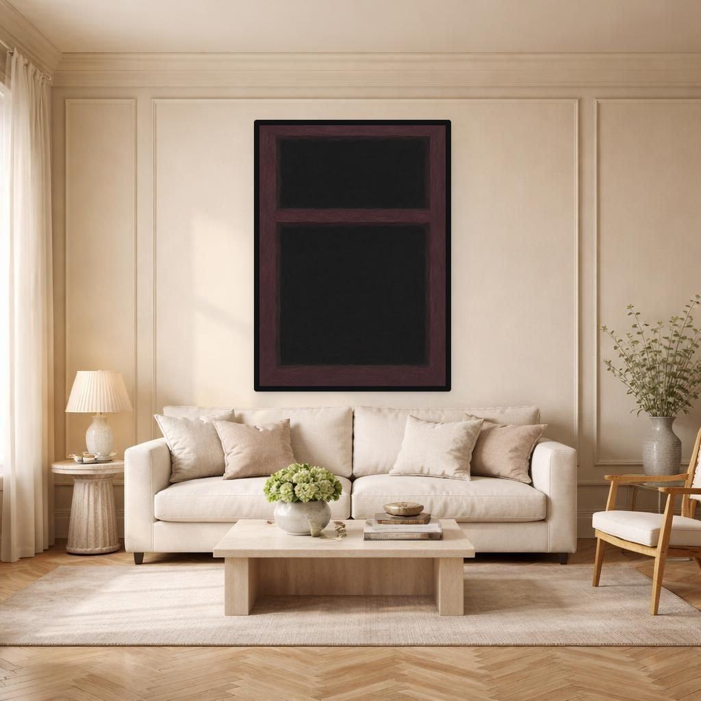Mark Rothko Black Abstract Wall Art, Minimalist Color Block Print, Living Room Decor, Framed Canvas
