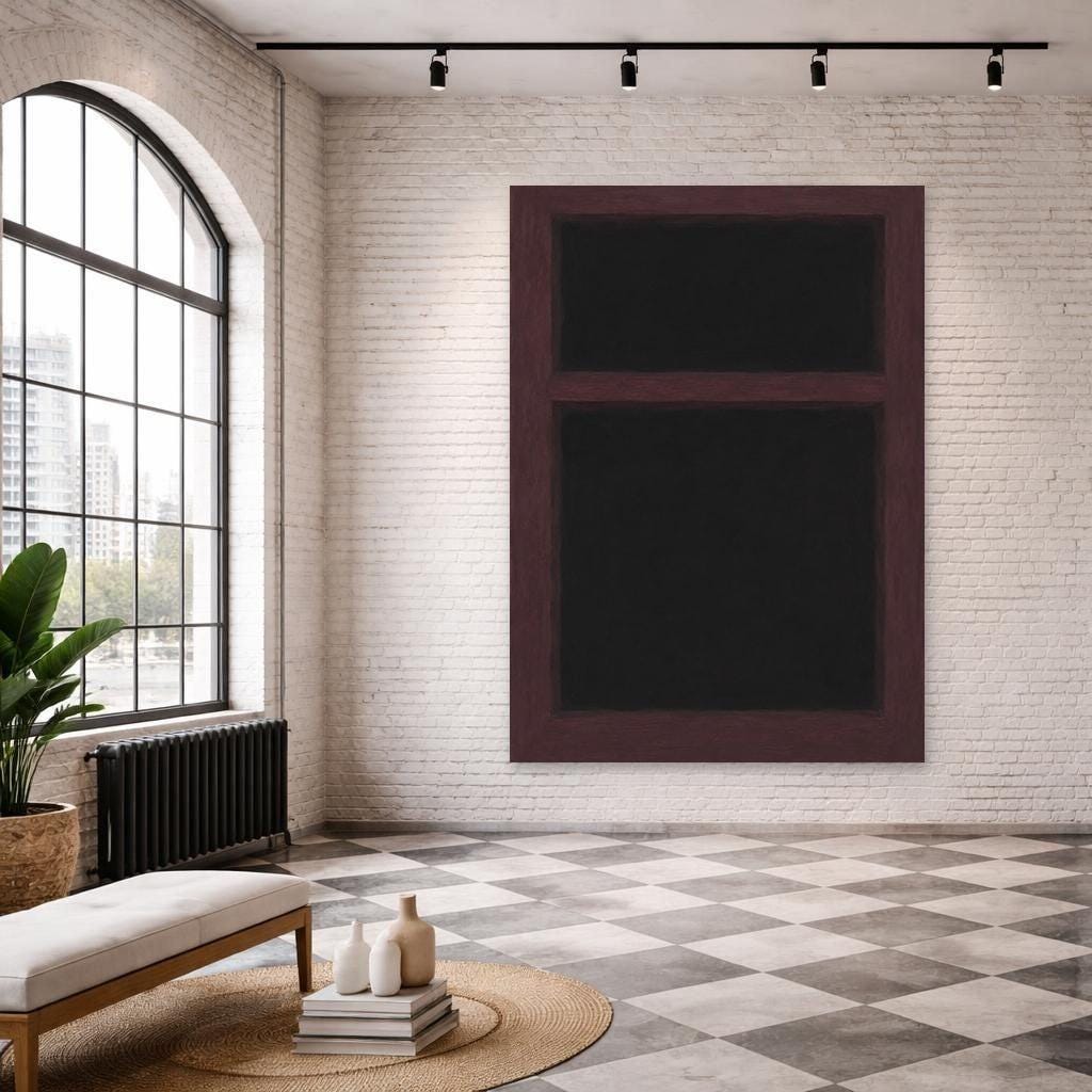 Mark Rothko Black Abstract Wall Art, Minimalist Color Block Print, Living Room Decor, Framed Canvas