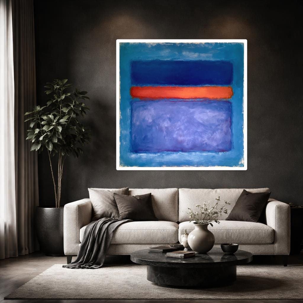 Mark Rothko Blue Framed Canvas Print, Color Field Wall Art, Modern Living Room Decor, Ready to Hang