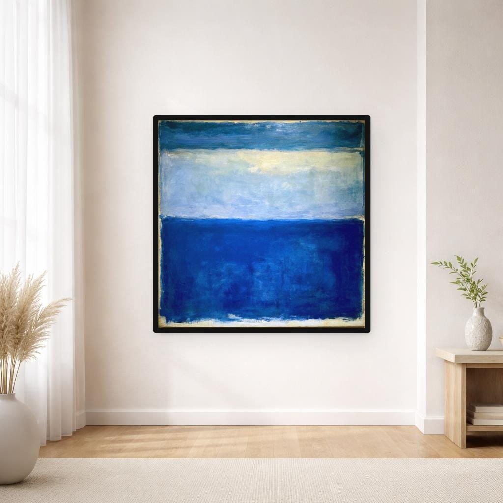 Mark Rothko Blue Color Block Canvas Wall Art, Modern Abstract Print, Living Room Decor