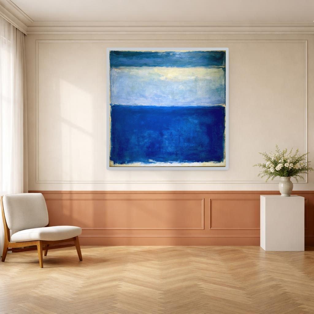 Mark Rothko Blue Color Block Canvas Wall Art, Modern Abstract Print, Living Room Decor
