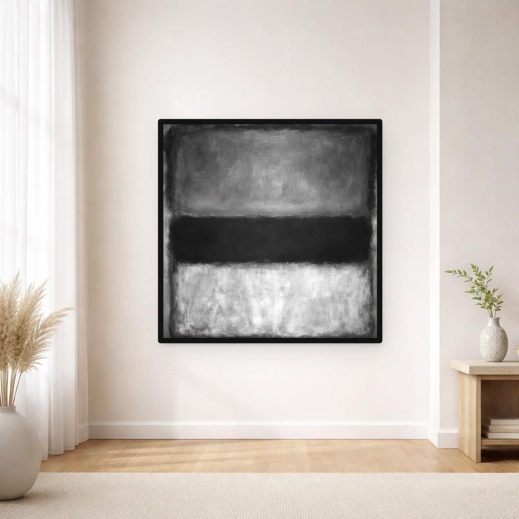 Modern Abstract Black and White Color Field Canvas Print, Color Field Art, Living Room Decor, Framed Canvas