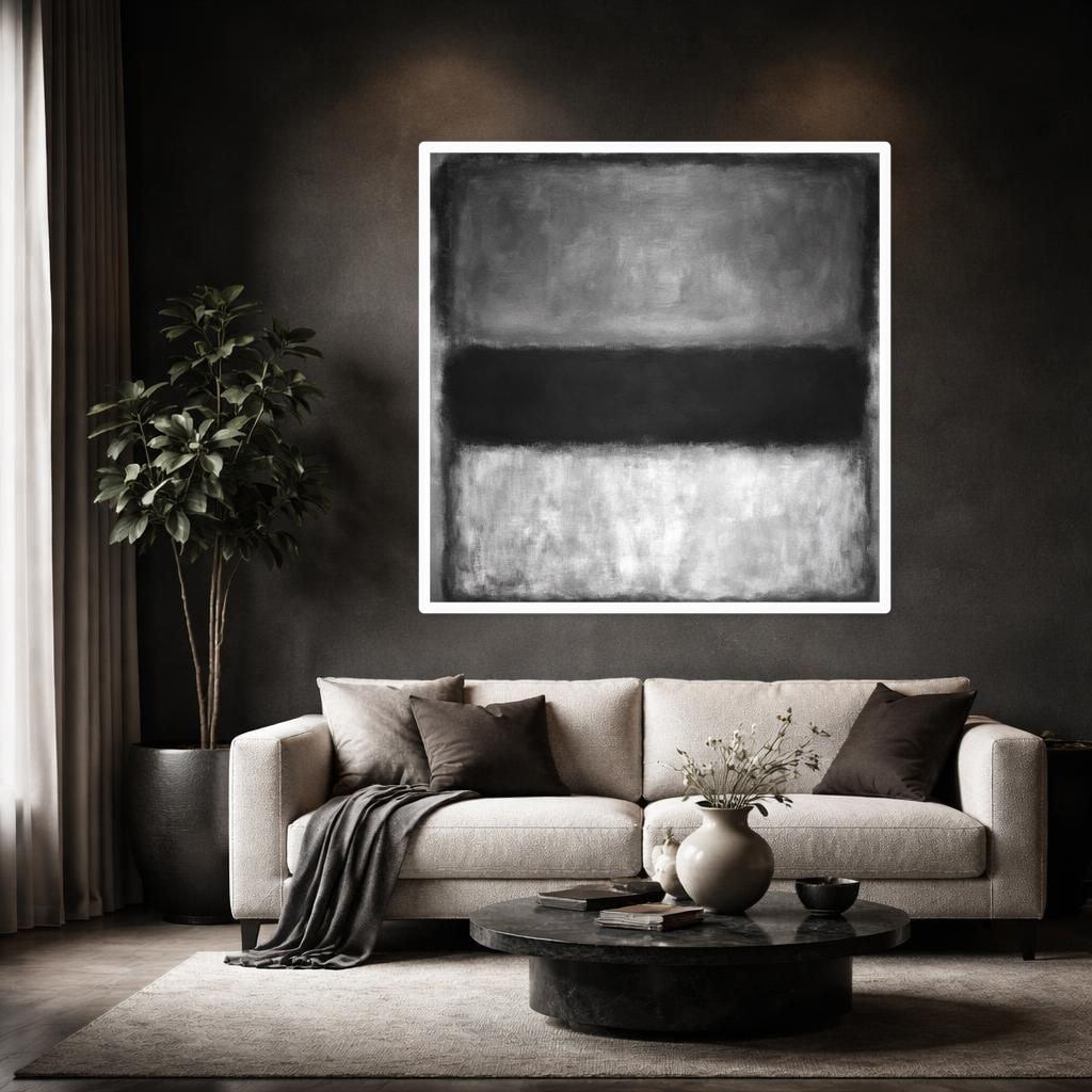 Modern Abstract Black and White Color Field Canvas Print, Color Field Art, Living Room Decor, Framed Canvas