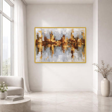 Abstract City Reflection Canvas Print, Cityscape Print, Living Room Wall Decor, Ready to Hang