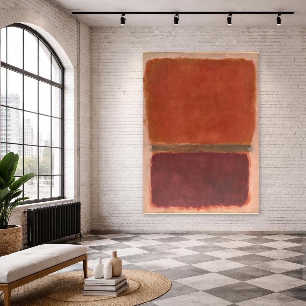 Mark Rothko Red Art Print, Abstract Color Field Canvas Art, Minimalist Living Room Decor, Framed Canvas