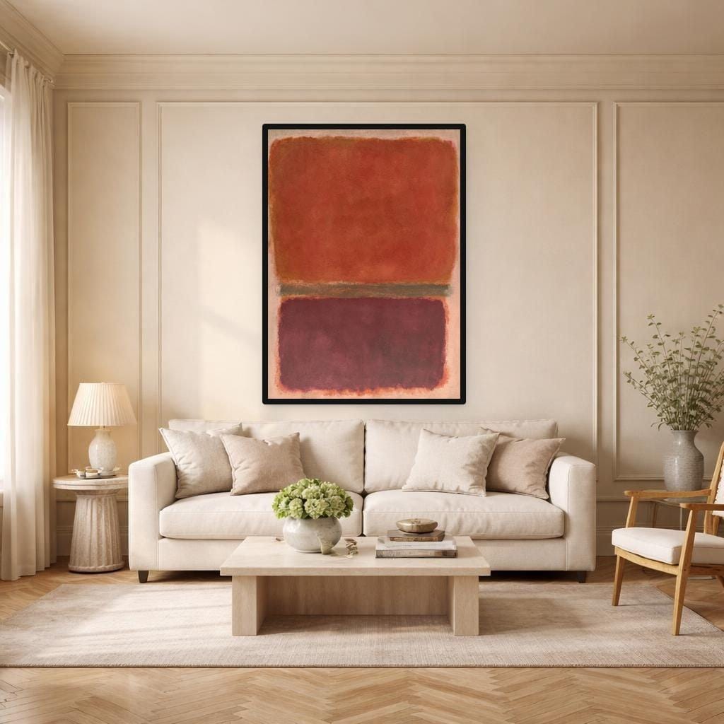 Mark Rothko Red Art Print, Abstract Color Field Canvas Art, Minimalist Living Room Decor, Framed Canvas