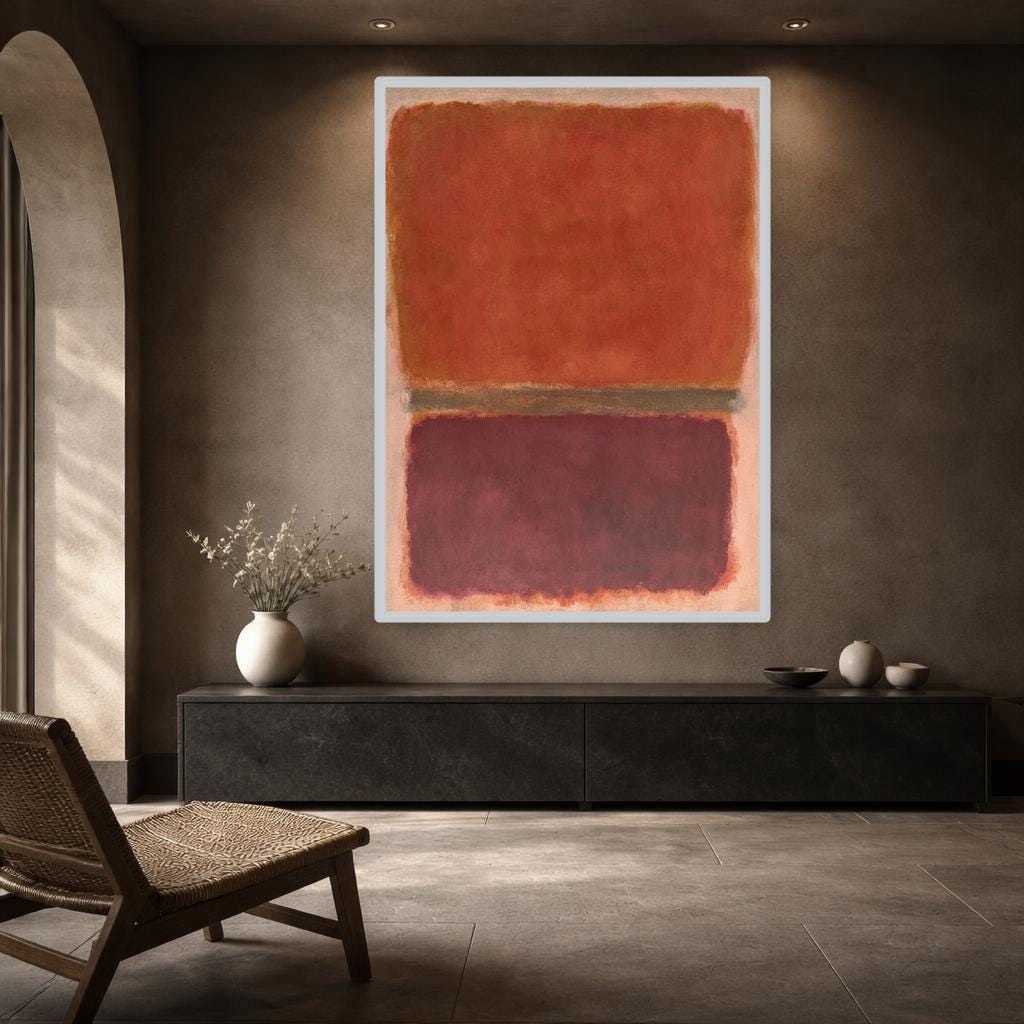 Mark Rothko Red Art Print, Abstract Color Field Canvas Art, Minimalist Living Room Decor, Framed Canvas