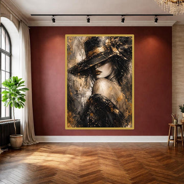 Gothic Red Rose Woman Framed Canvas Print, Black Red Floral Wall Art, Dark Romantic Bedroom Decor