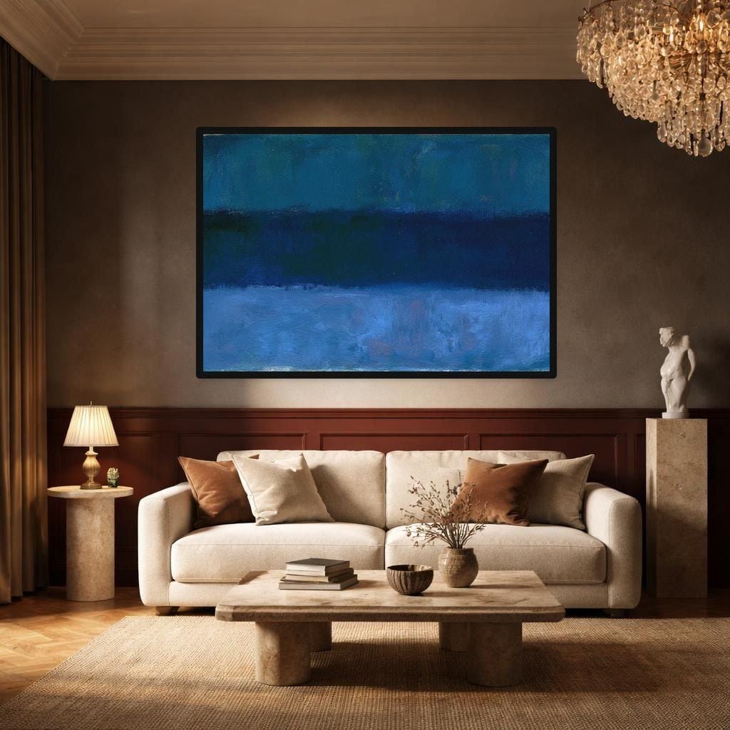 Mark Rothko Blue Minimalist Wall Art Print, Color Field Canvas Decor, Living Room Gallery Wall