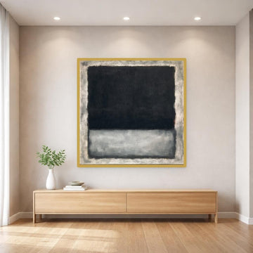 Mark Rothko Black Abstract Wall Art, Minimalist Color Block Print, Living Room Decor, Framed Canvas