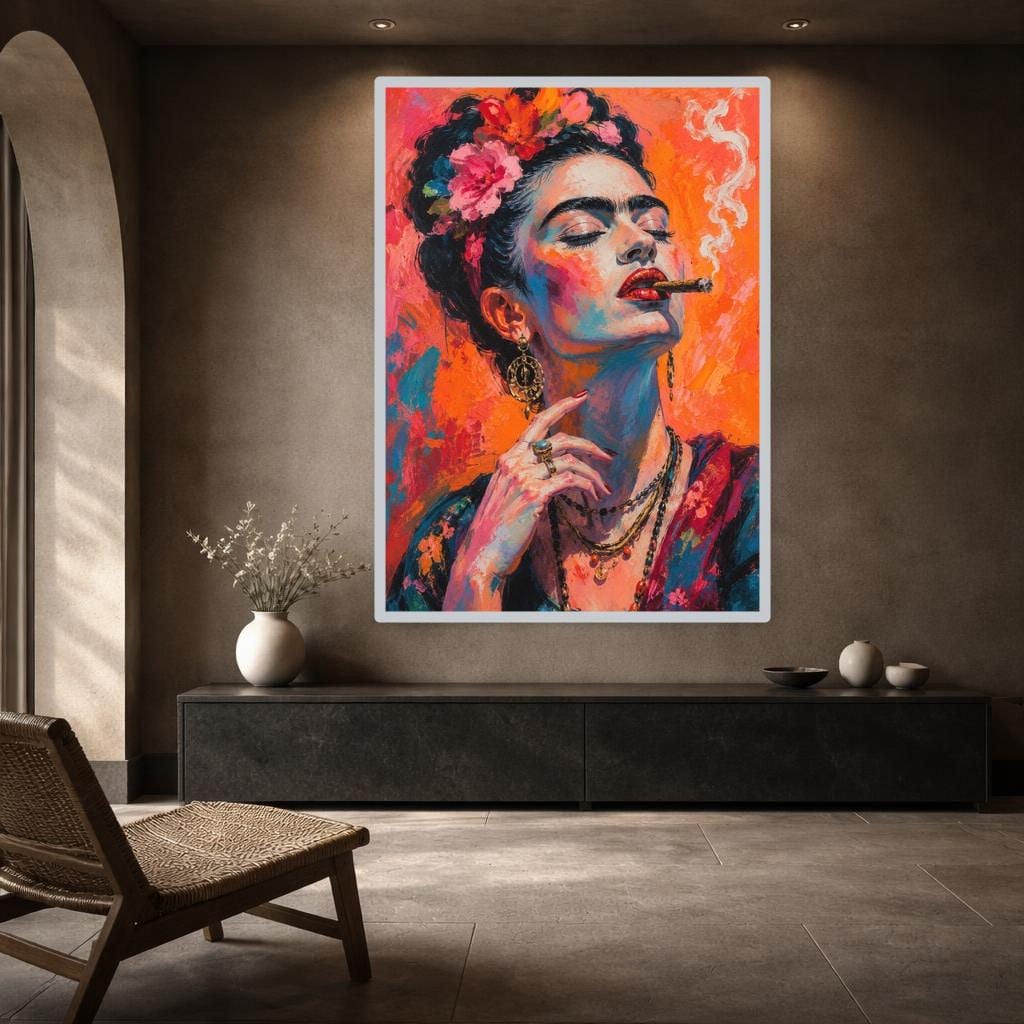 Frida Kahlo Portrait Art Print, Mexican Woman Portrait Canvas Art, Living Room Decor