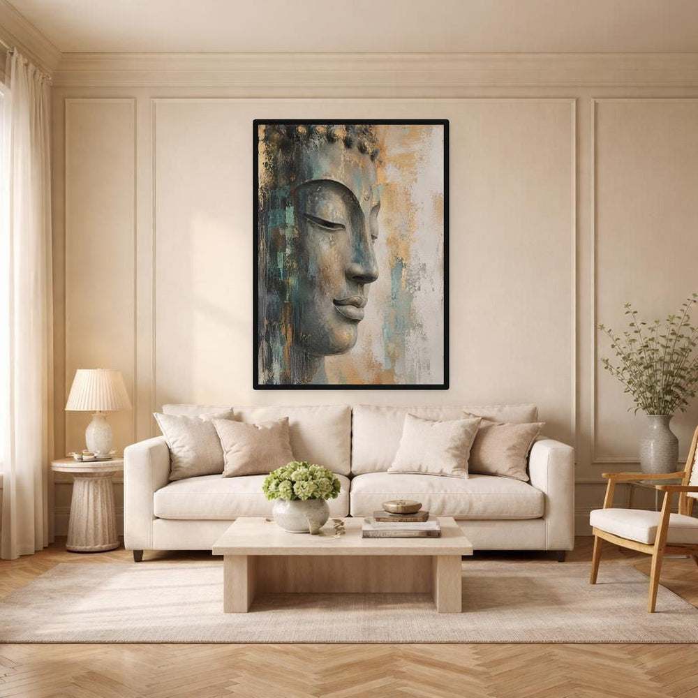 Buddha Face Wall Art Print, Zen Art Canvas Art, Meditation Room Decor, Ready to Hang