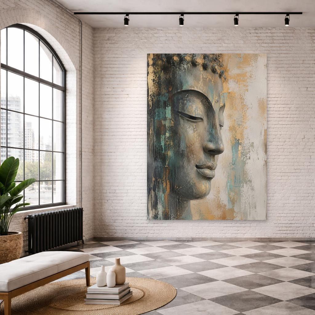 Buddha Face Wall Art Print, Zen Art Canvas Art, Meditation Room Decor, Ready to Hang