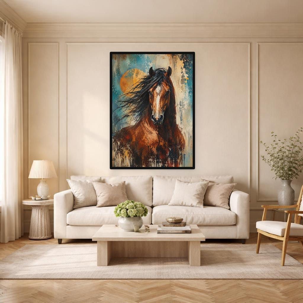 Brown Horse Portrait Wall Art Print, Bold Animal Art Canvas Art, Living Room Decor, Ready to Hang