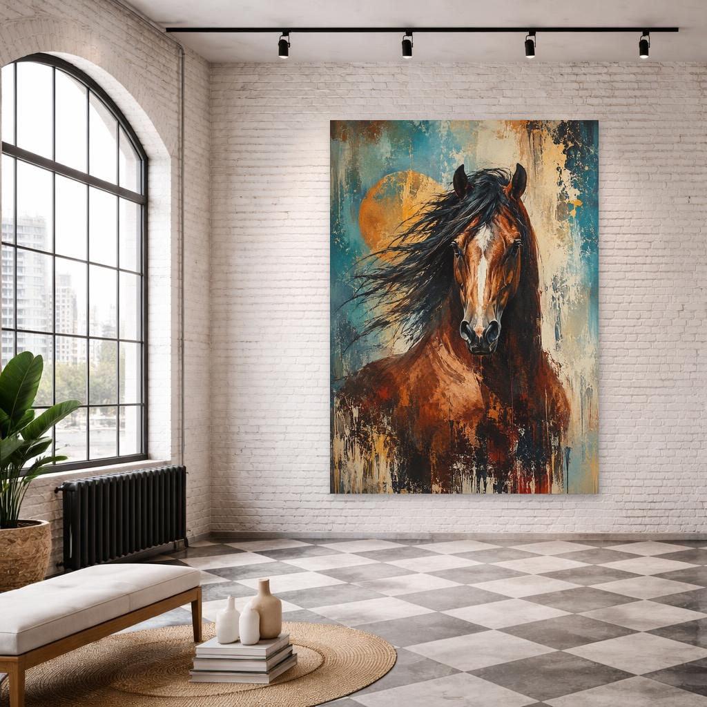 Brown Horse Portrait Wall Art Print, Bold Animal Art Canvas Art, Living Room Decor, Ready to Hang