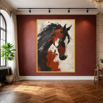 Black Abstract Animal Art Abstract Horse Portrait Canvas Print, Animal Art Print, Living Room Decor, Framed Canvas