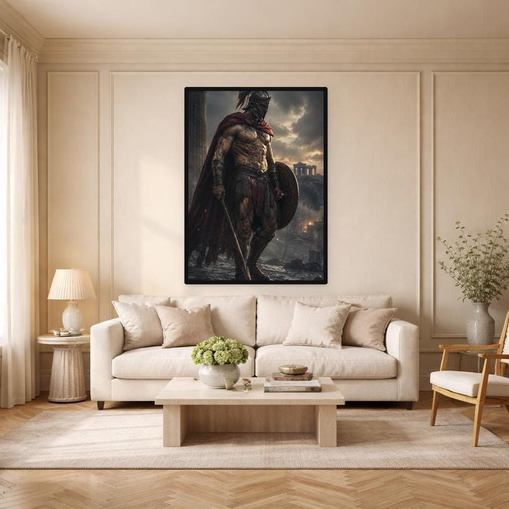 Red Samurai Warrior Canvas Print, Katana Warrior Wall Art, Japanese Office Decor, Ready to Hang