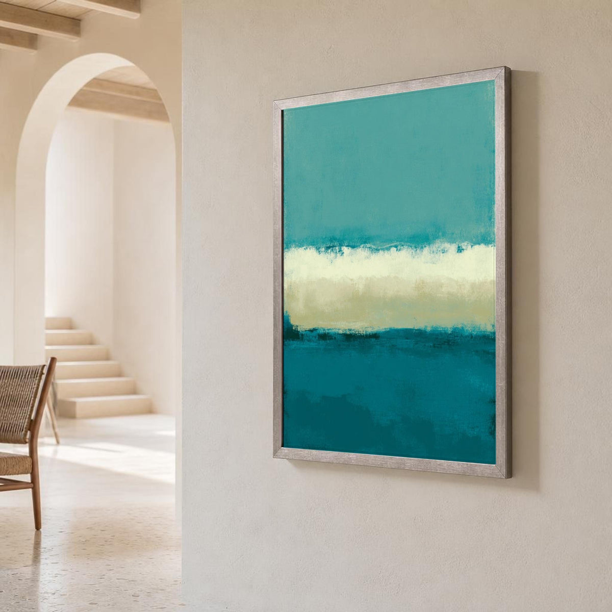 Mark Rothko Teal and Cream Color Field Canvas Wall Art, Calm, Ocean