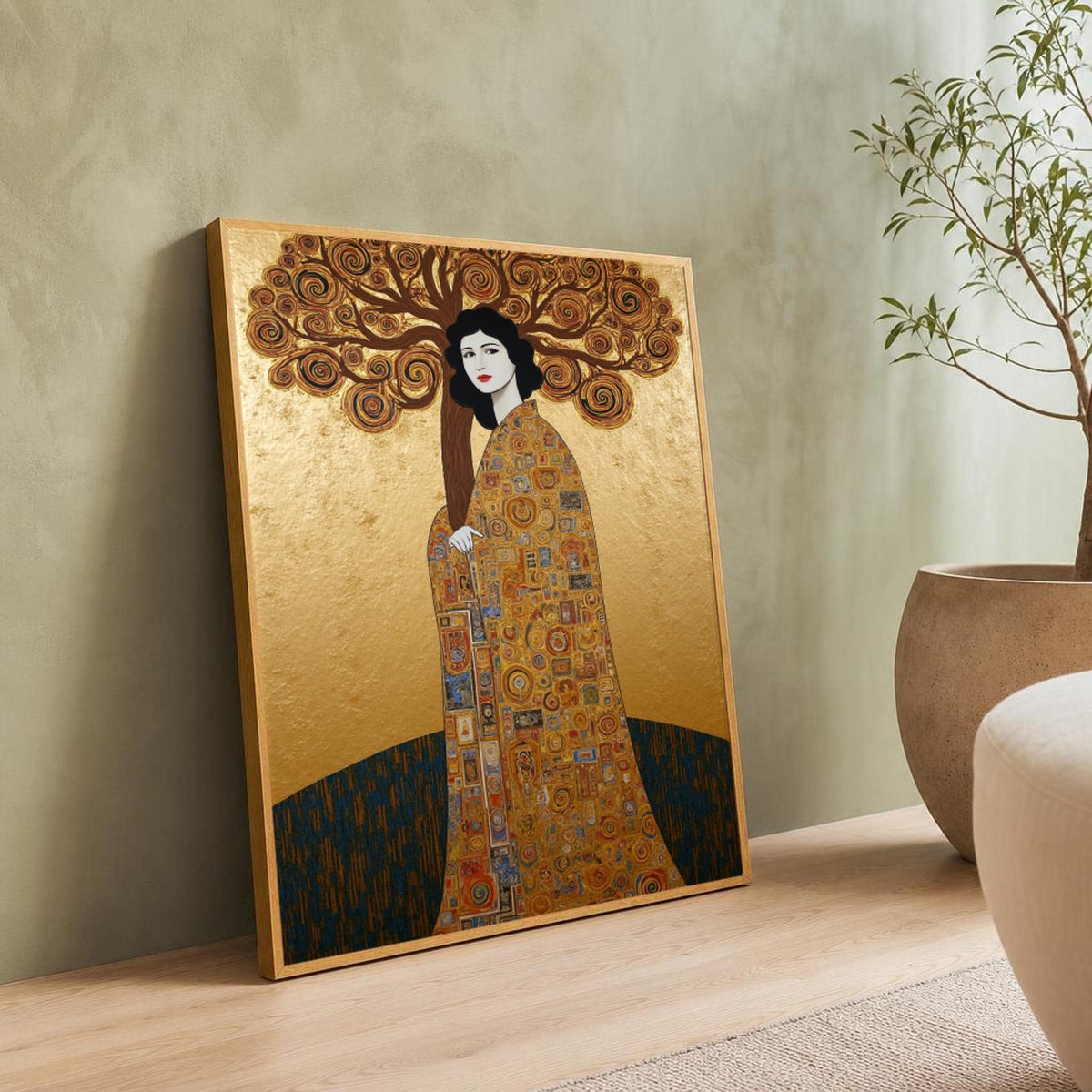 Gustav Klimt Woman with Tree Canvas Wall Art