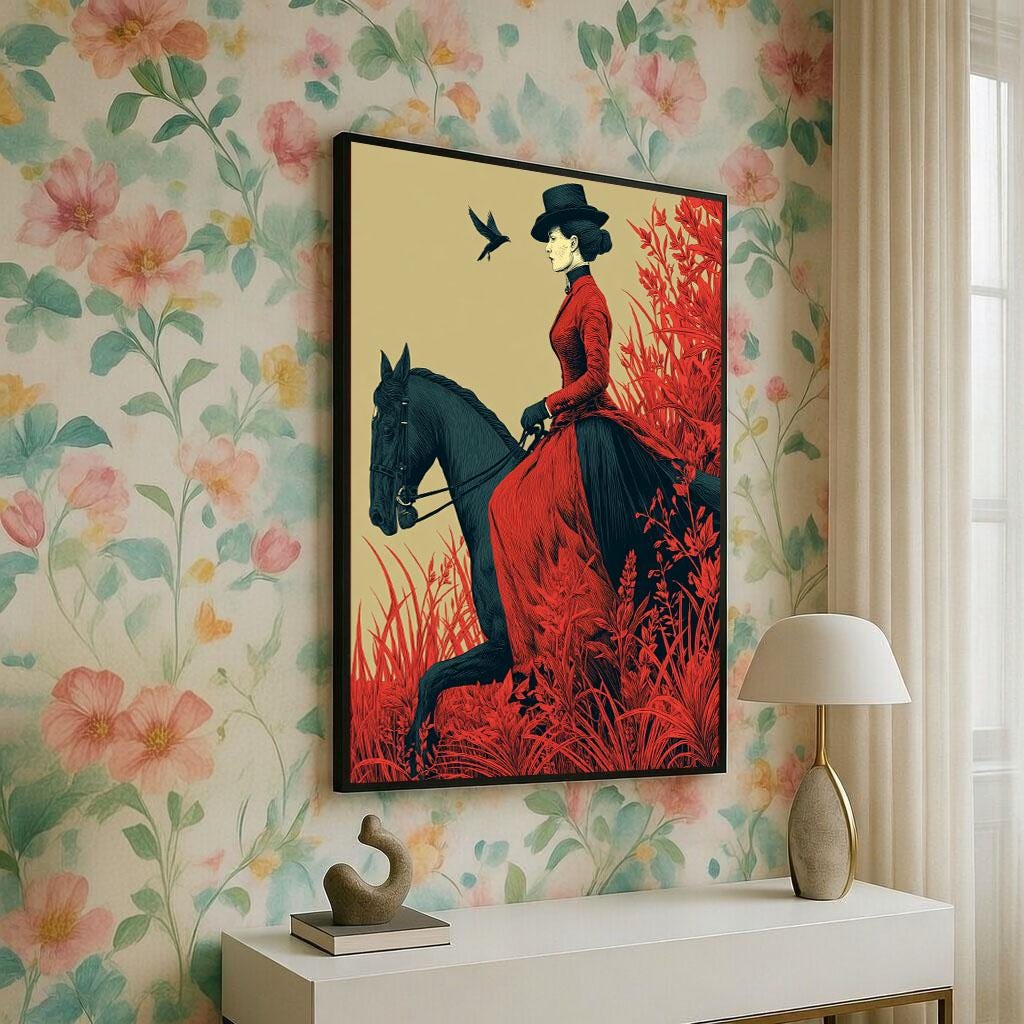 Image 5 of Elegant Equestrian Lady Canvas Wall Art Print | Vintage Style Living Room Decor | Statement Piece