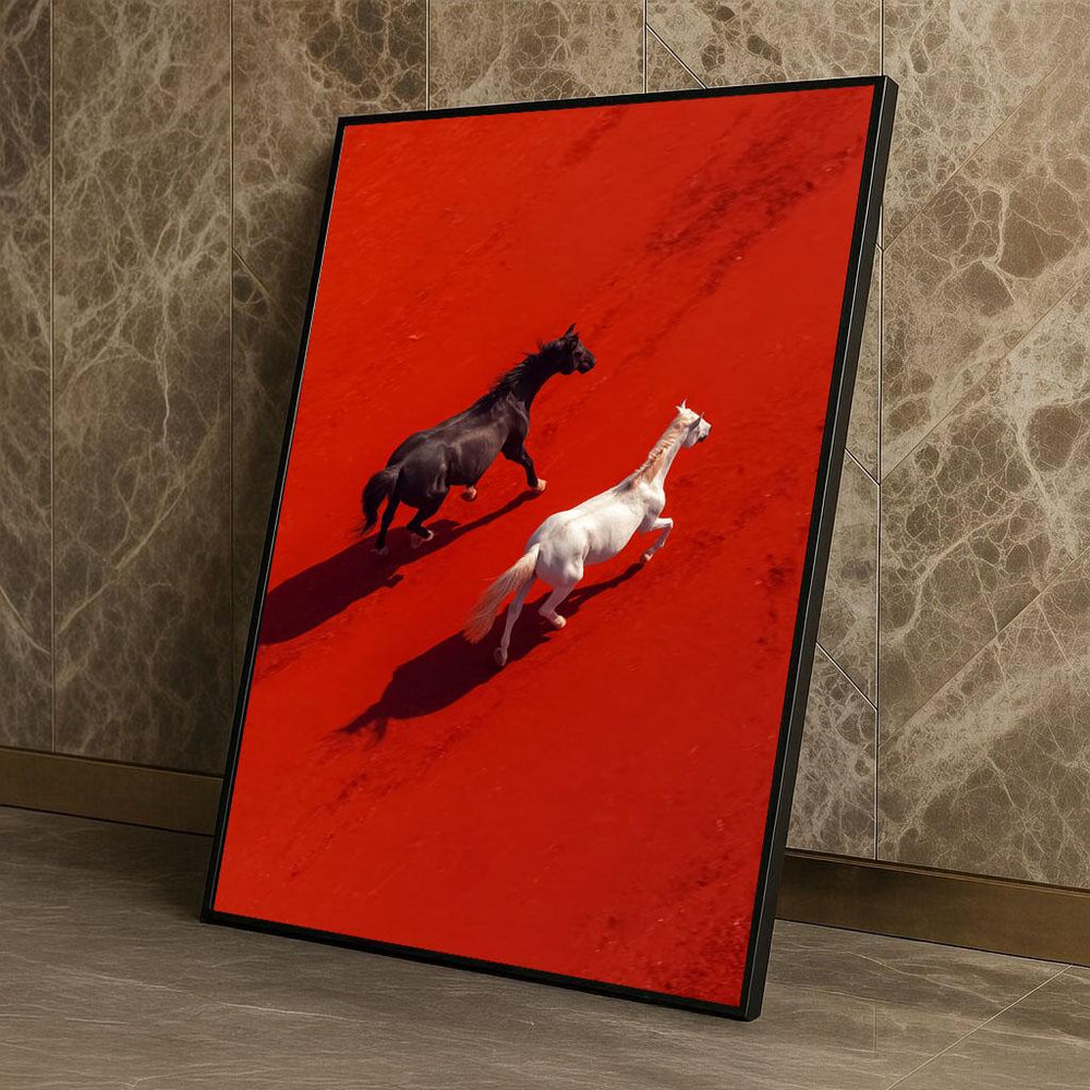 Wild Horses Canvas  Red Black Modern Art