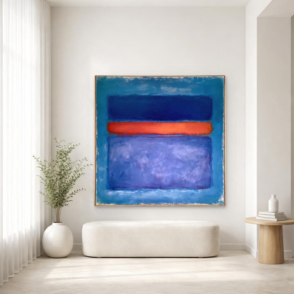 Mark Rothko Blue Framed Canvas Print, Color Field Wall Art, Modern Living Room Decor, Ready to Hang