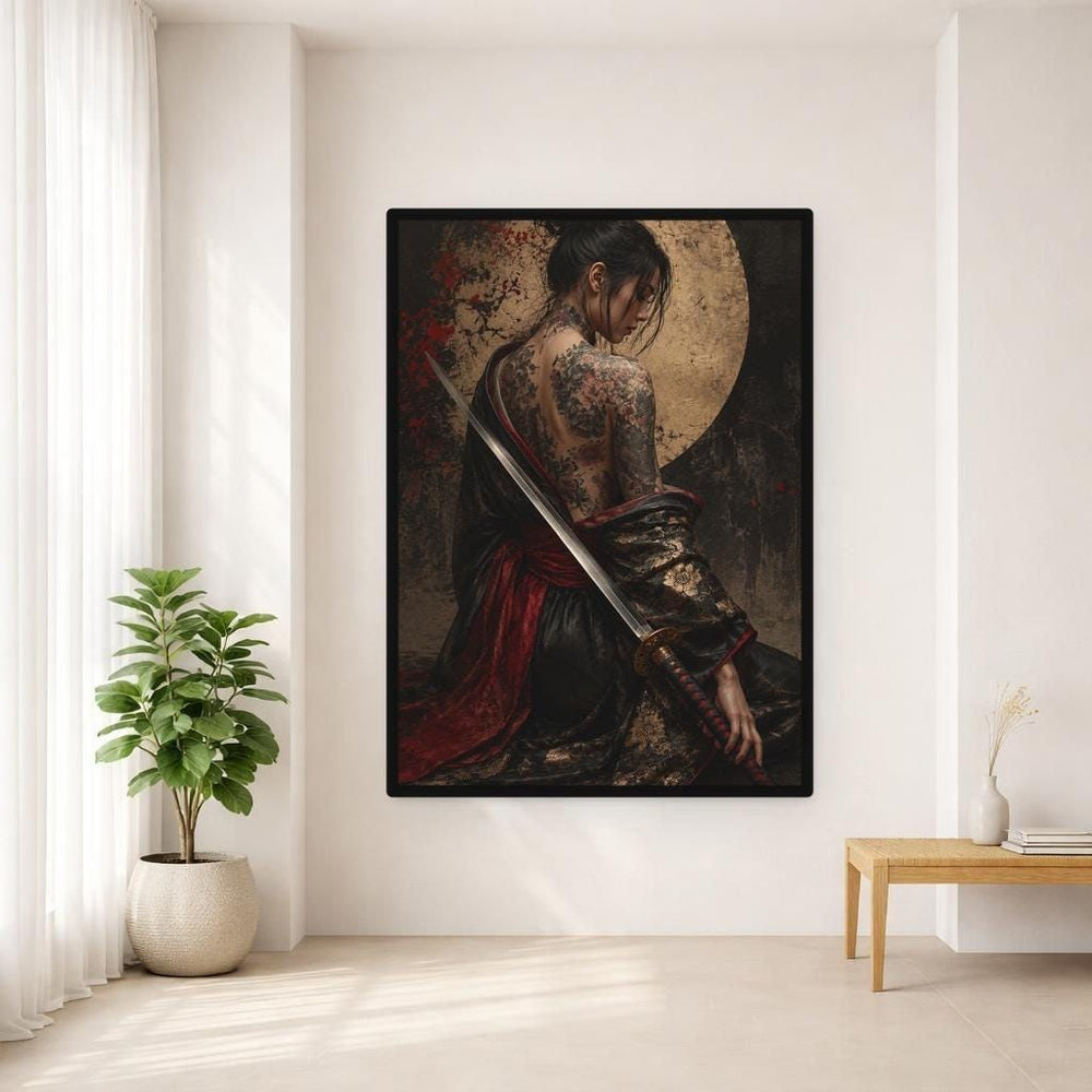 Tattooed Samurai Woman Wall Art Print, Japanese Samurai Woman, Bedroom Gallery Wall Decor