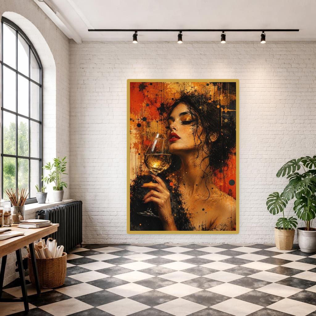Floral Woman Portrait Canvas Wall Art, Dark Floral Portrait Print, Moody Bedroom Decor, Framed Canvas