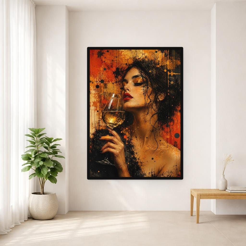 Floral Woman Portrait Canvas Wall Art, Dark Floral Portrait Print, Moody Bedroom Decor, Framed Canvas