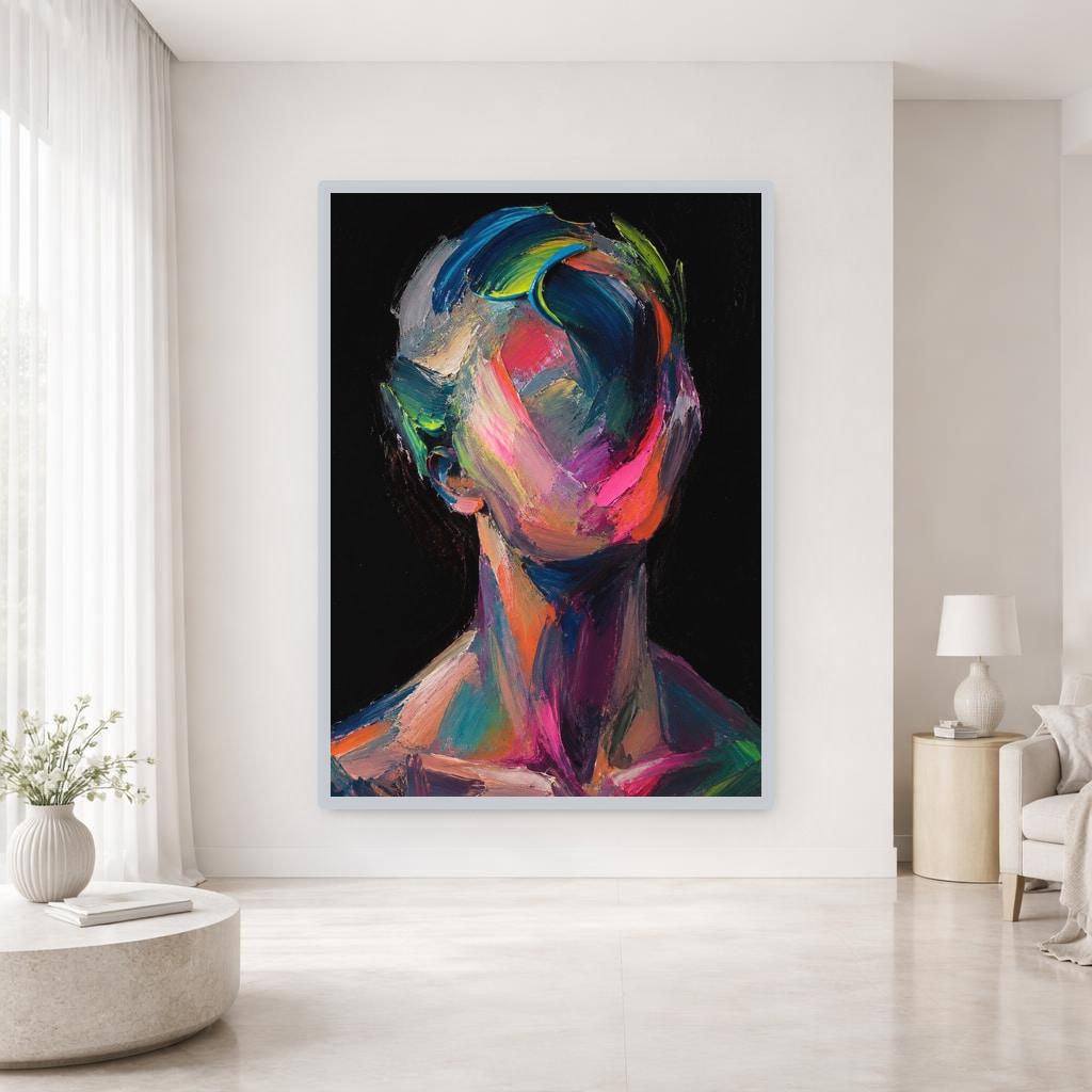 Abstract Colorful Portrait Wall Art Print, Abstract Expressionism Canvas Art, Living Room Decor, Ready to Hang