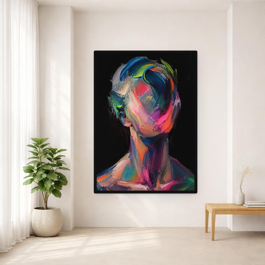 Abstract Colorful Portrait Wall Art Print, Abstract Expressionism Canvas Art, Living Room Decor, Ready to Hang
