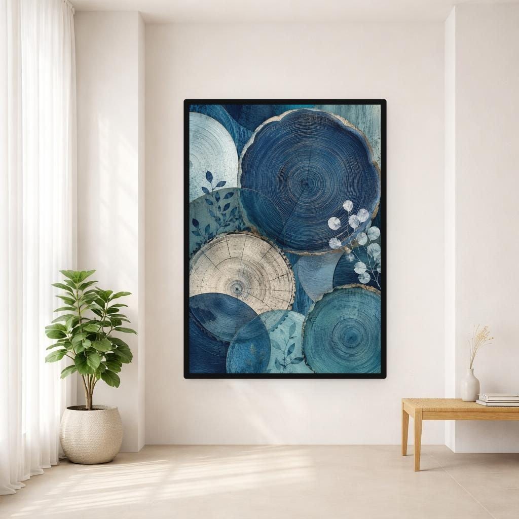 Wood Slice Abstract Canvas Wall Art, Modern Abstract Print, Living Room Decor, Ready to Hang