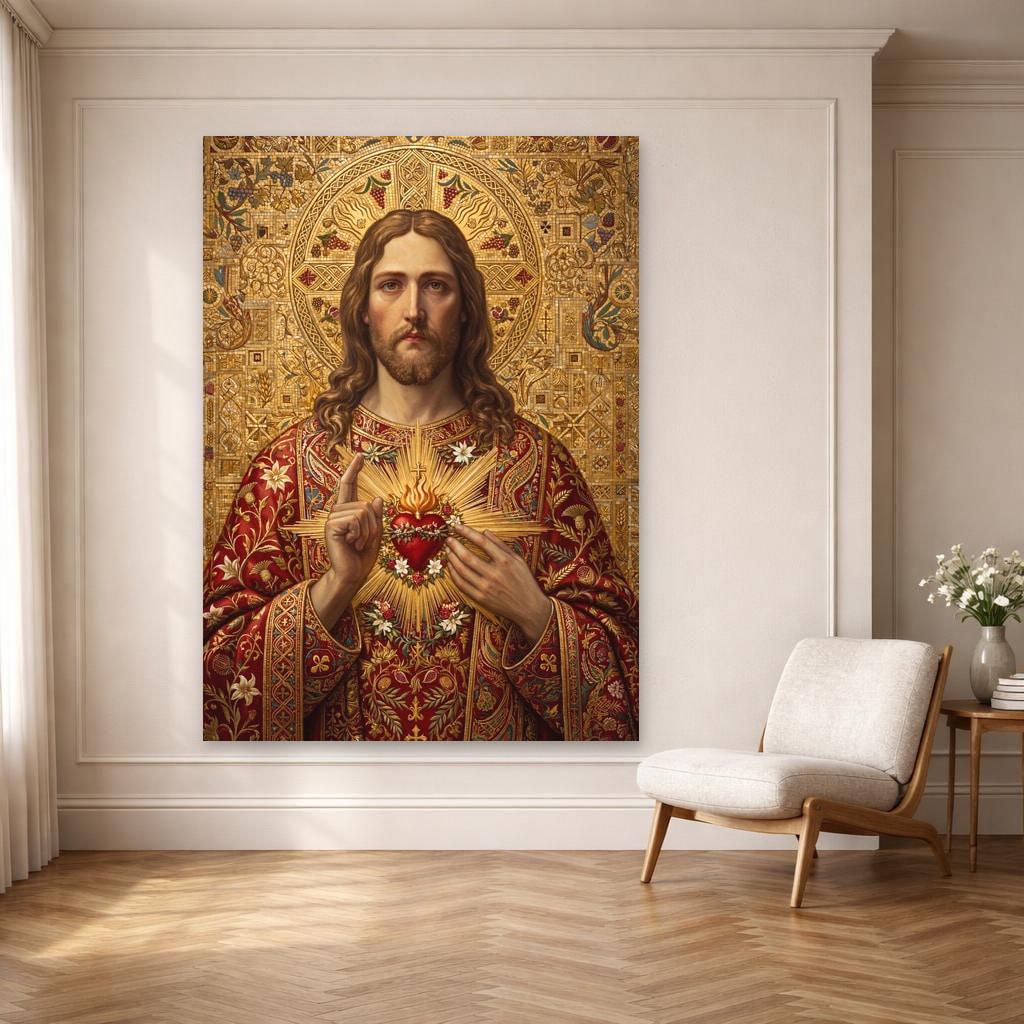 Jesus Christ Canvas Wall Art, Christian Art, Christian Prayer Room Decor, Framed Canvas