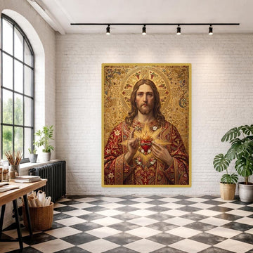 Jesus Christ Canvas Wall Art, Christian Art, Christian Prayer Room Decor, Framed Canvas