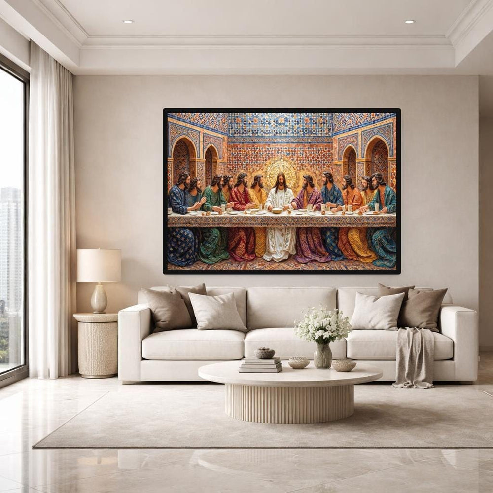 Gustav Klimt Last Supper Canvas Wall Art, Gold Mosaic Religious Art Religious Art Print, Prayer Room Decor, Gallery Wall Art
