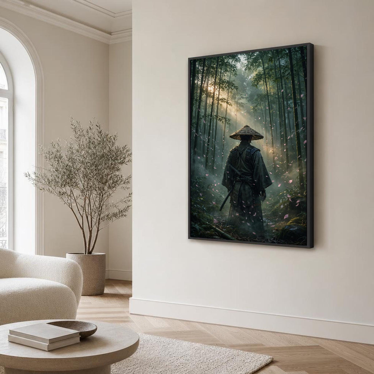 Green Samurai Warrior Canvas Wall Art